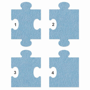 1 x FILZ Untersetzer Puzzle 10 cm Mittelteil no.1 - hellblau