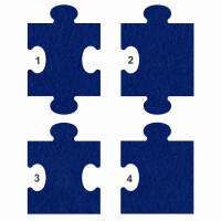 1 x FILZ Untersetzer Puzzle 10 cm Mittelteil no.1 - dunkelblau