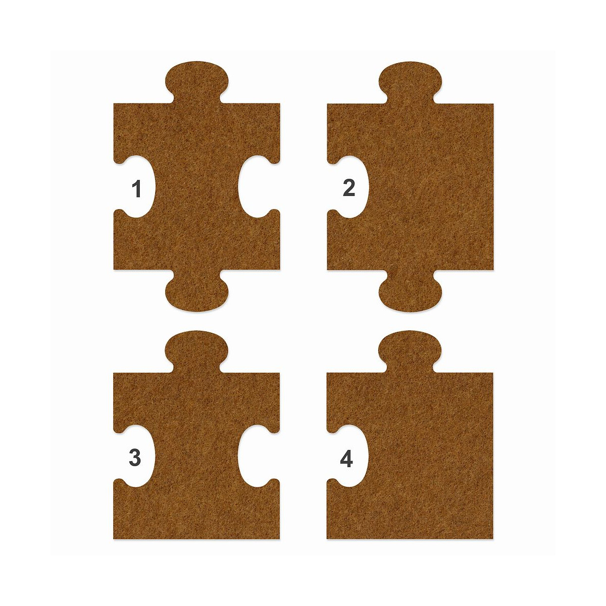 1 x FILZ Untersetzer Puzzle 10 cm Mittelteil no.1 - braun