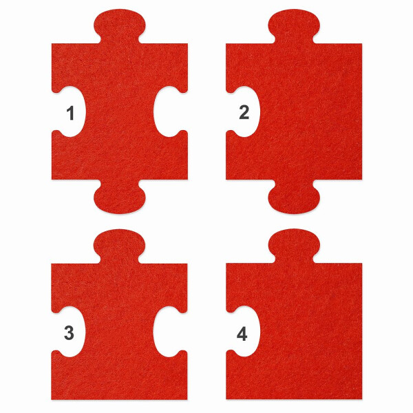 1 x FILZ Untersetzer Puzzle 10 cm Mittelteil no.1 - rot