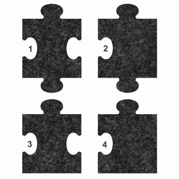 1 x FILZ Untersetzer Puzzle 10 cm Mittelteil no.1 - dunkelgrau meliert