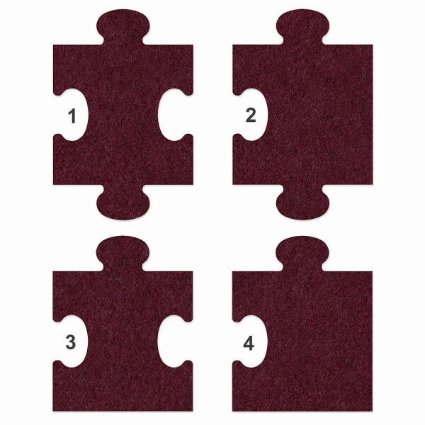 1 x FILZ Untersetzer Puzzle 10 cm Mittelteil no.1 - burgund