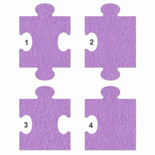 1 x FILZ Untersetzer Puzzle 10 cm Mittelteil no.1 - lavendel