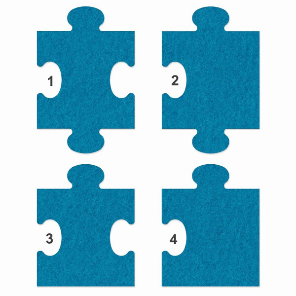 1 x FILZ Untersetzer Puzzle 10 cm Mittelteil no.1 - mittelblau