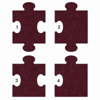 1 x FILZ Untersetzer Puzzle 10 cm Ecke no.4 - burgund