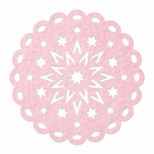 1 x FILZ Untersetzer Rund mit Stern 11 cm - babyrosa