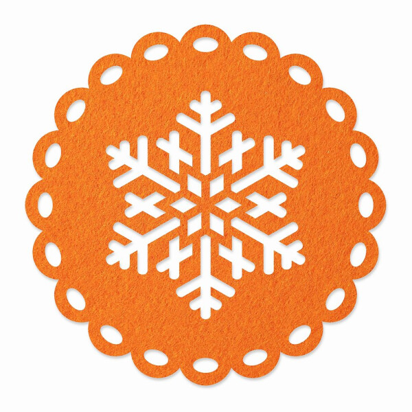 1 x FILZ Untersetzer Rund mit Schneeflocke 11 cm - orange
