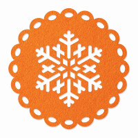 1 x FILZ Untersetzer Rund mit Schneeflocke 11 cm - orange