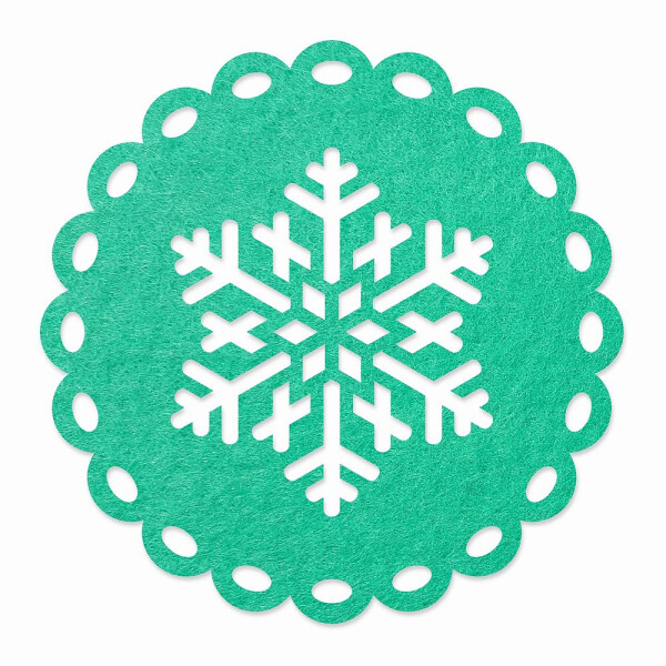 1 x FILZ Untersetzer Rund mit Schneeflocke 11 cm - türkis
