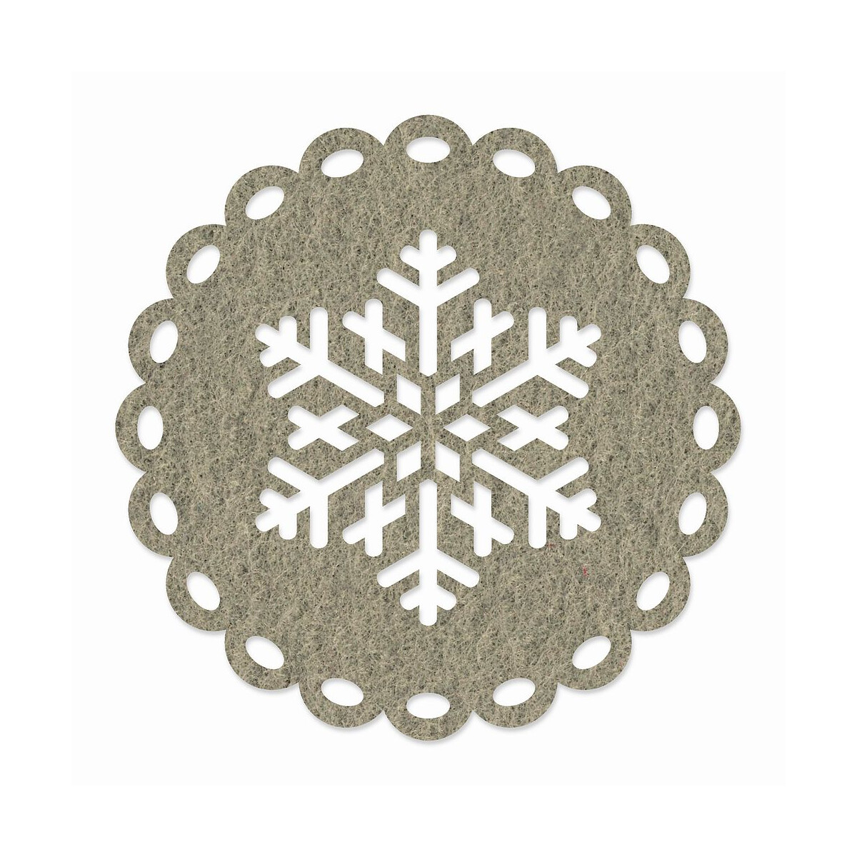 1 x FILZ Untersetzer Rund mit Schneeflocke 15 cm - grau