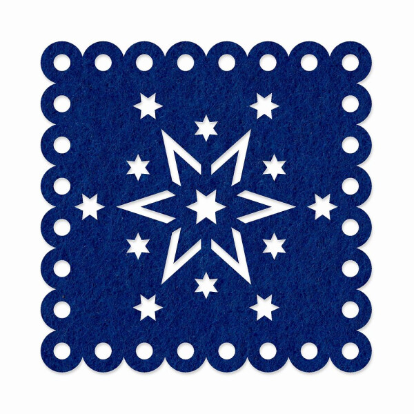 1 x FILZ Untersetzer Eckig mit Stern 10 cm - dunkelblau