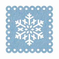 1 x FILZ Untersetzer Eckig mit Schneeflocke 15 cm - hellblau