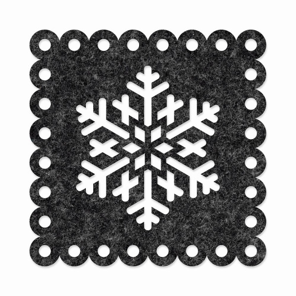 1 x FILZ Untersetzer Eckig mit Schneeflocke 15 cm -...