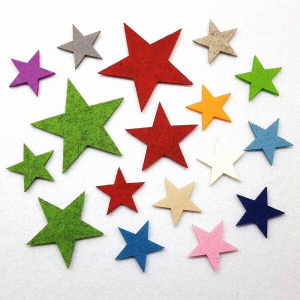 FILZ Sterne 10er Set 4-6-8 cm viele Farben