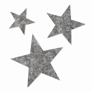 FILZ Sterne 10er Set 4 cm - hellgrau meliert