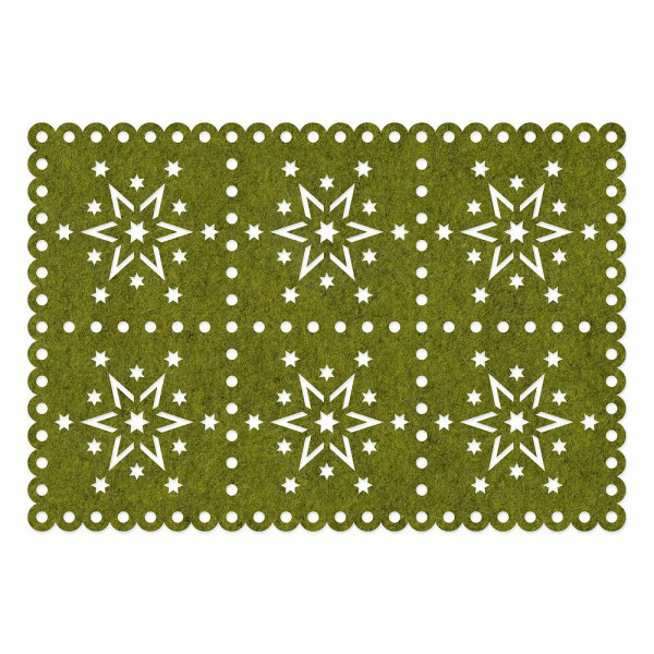 FILZ Untersetzer Weihnachten Sterne 45 x 30 cm - grün meliert