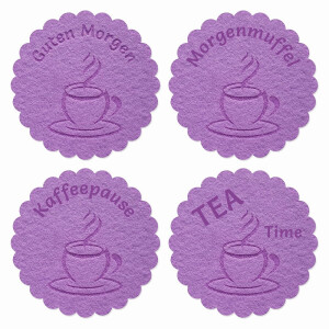 1 x FILZ Untersetzer mit Gravur Kaffeepause - lavendel