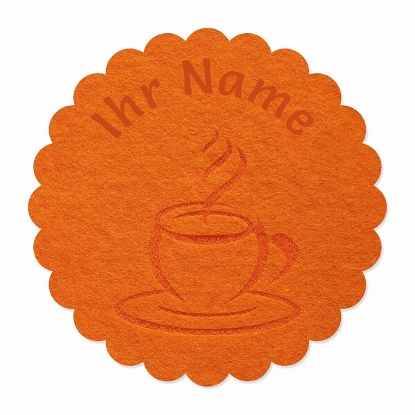 1 x FILZ Untersetzer mit Gravur Wunschname - orange