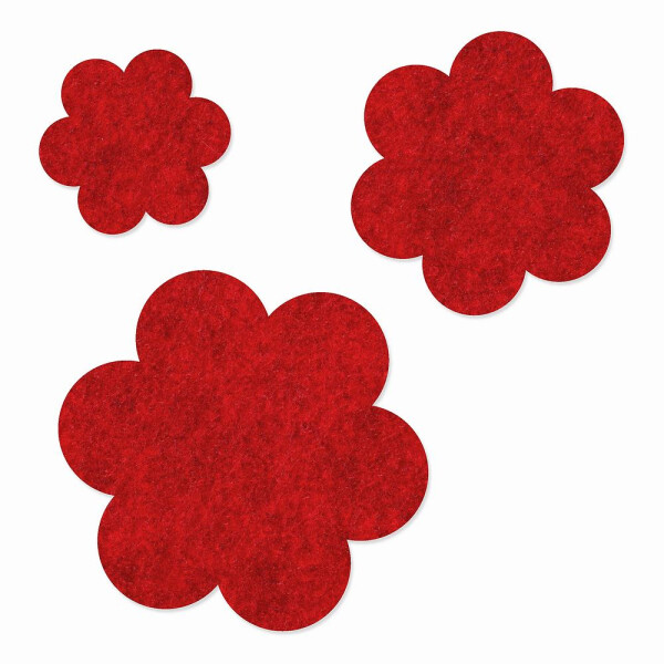 FILZ Blume 10er Set 4 cm - rot meliert