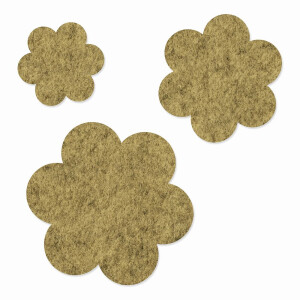 FILZ Blume 10er Set 6 cm - natur meliert