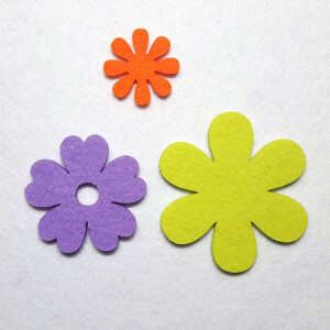 FILZ Blumen 10er Set in 10 Formen 4-6-8 cm viele Farben