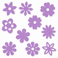 FILZ Blumen 10er Set in 10 Formen 4 cm - lavendel