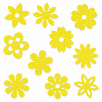 FILZ Blumen 10er Set in 10 Formen 8 cm - gelb