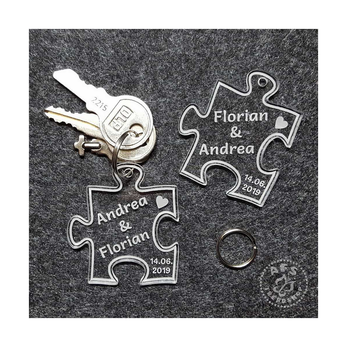Schlüsselanhänger Puzzle - Acrylglas mit Gravur