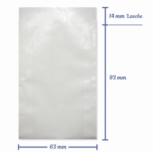 Papier Flachbeutel Tüten Pergamin weiß - 63 x 93 mm - 40 g/qm