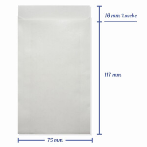 10 Kraftpapier Flachbeutel weiß - 75 x 117 mm - 60 g/qm