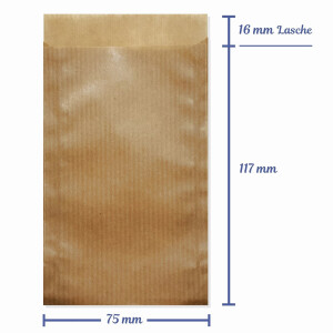 100 Natronpapier Flachbeutel braun - 75 x 117 mm - 40 g/qm