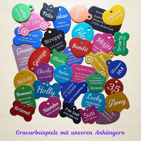 Hundemarke, Anhänger Oval inkl. Gravur, Farbauswahl
