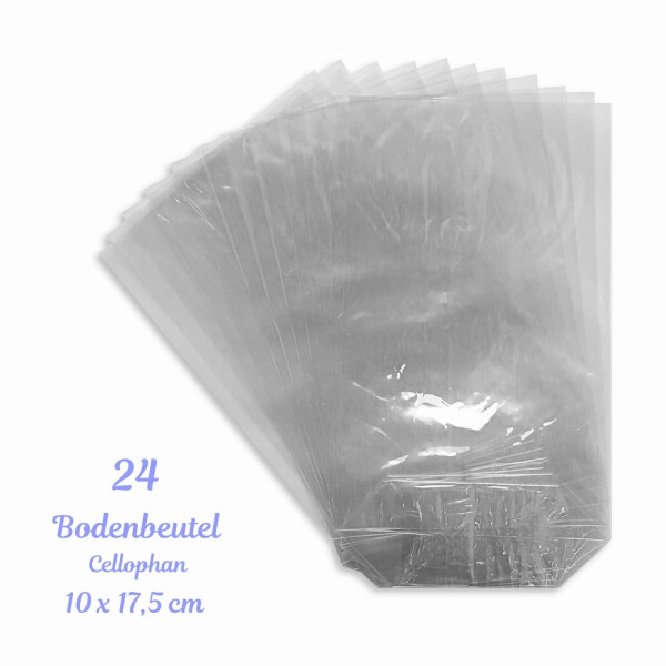 24 Cellophan Bodenbeutel Tüten 10x17,5 cm