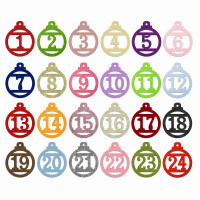 24 FILZ Anhänger Kugel Adventskalender Zahlen 1-24 Farbauswahl