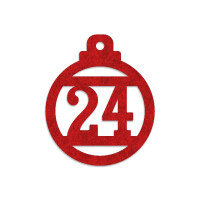 24 FILZ Anhänger Adventskalender Kugel Zahlen 1-24 - rot meliert