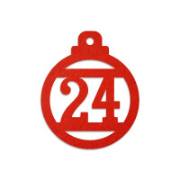 24 FILZ Anhänger Adventskalender Kugel Zahlen 1-24 - rot