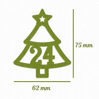 24 FILZ Anhänger Tannenbaum Adventskalender Zahlen 1-24 Farbauswahl