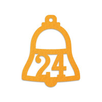 24 FILZ Anhänger Adventskalender Glocke Zahlen 1-24 - sonnengelb