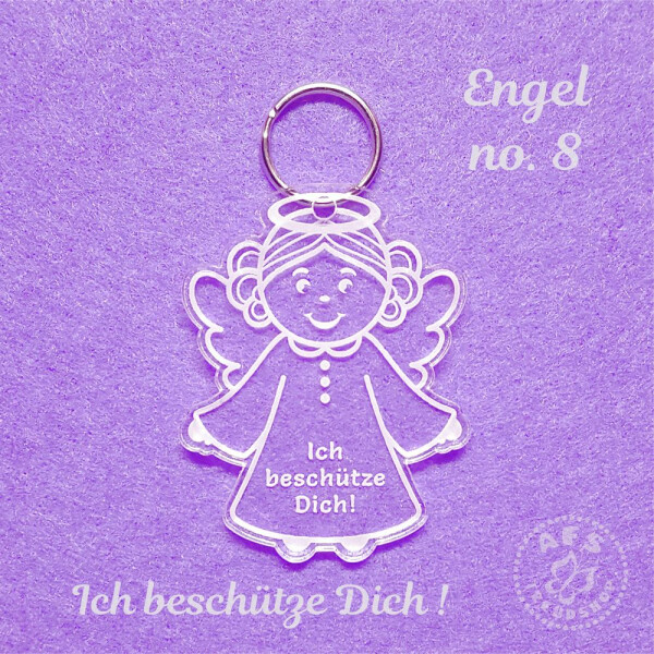 Schlüsselanhänger Schutzengel Acryl - Engel 8 - Ich beschütze Dich!