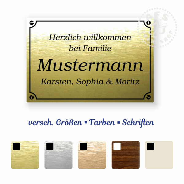 Gelb/Schwarz Namensschild Türschild mit Gravur Briefkastenschild 55 x 15 mm 