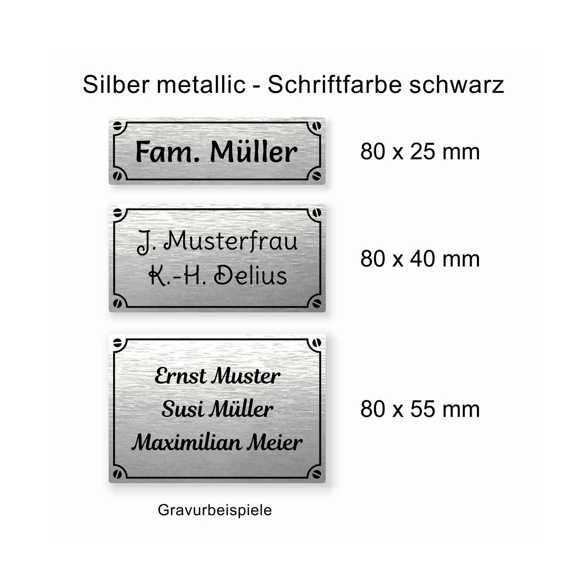 Türschild no.16 - Silber metallic - schwarz 80 x 40 mm