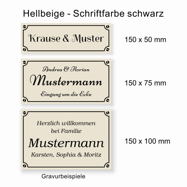 Türschild no.16 - Hellbeige - schwarz 150 x 100 mm