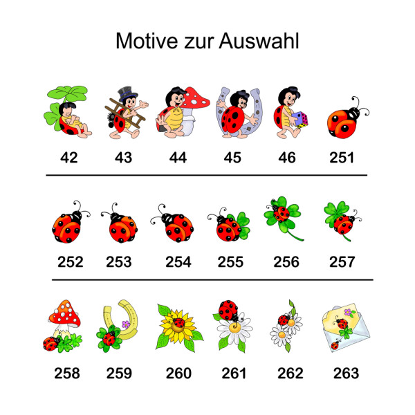 1 Bogen Adressaufkleber Marienkäfer mit Ihrem Text -...