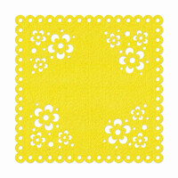 1 x FILZ Untersetzer Eckig mit Blumenmuster 20 cm - gelb