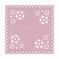 1 x FILZ Untersetzer Eckig mit Blumenmuster 20 cm - pastell-flieder