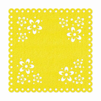 1 x FILZ Untersetzer Eckig Blumenmuster 20 cm - gelb