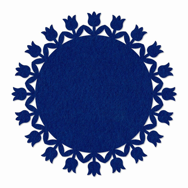 1 x FILZ Untersetzer Platzmatte Tulpen-Bordüre Ø 35 cm - dunkelblau