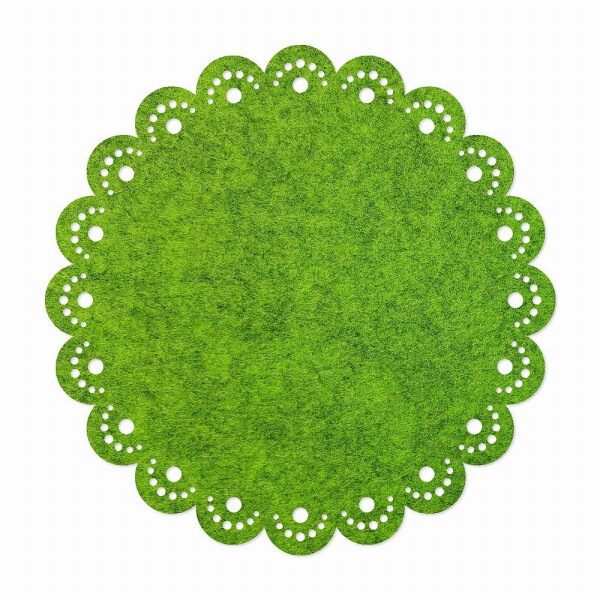 1 x FILZ Untersetzer mit Zierrand - Ø 35 cm - apfelgrün meliert