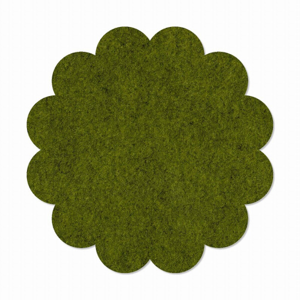 1 x FILZ Untersetzer Blume 20 cm - grün meliert