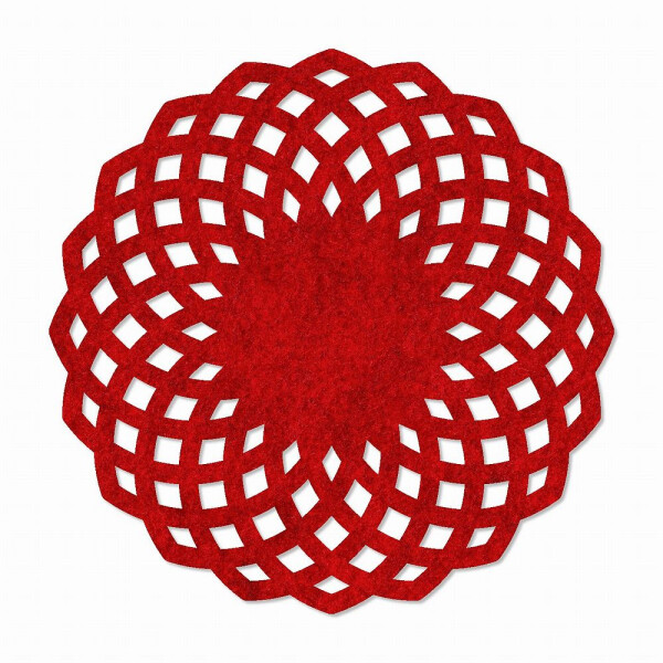 1 x FILZ Untersetzer Rund gemustert 25 cm - rot meliert